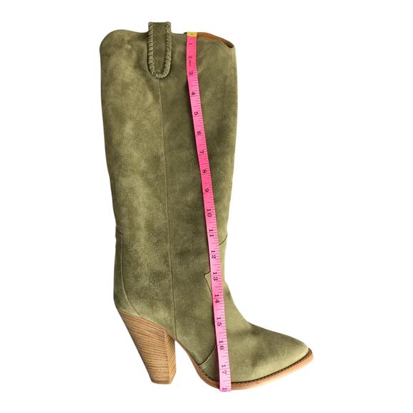 Isabel Marant Denvee Boots Wns 10 beige/Green Suede Tall Cool Girl Western - Picture 6 of 13
